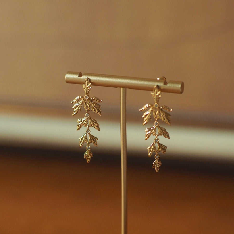 Crystal Leaf Drop Earrings