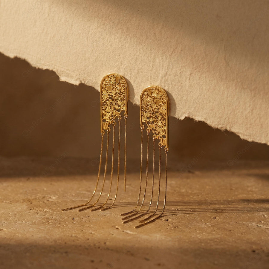 Floral Arch Fringe Earrings