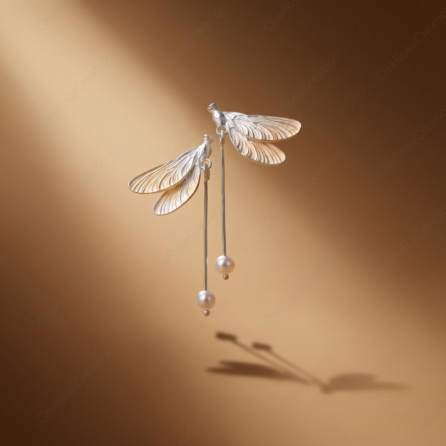 Dragonfly Pearl Earrings