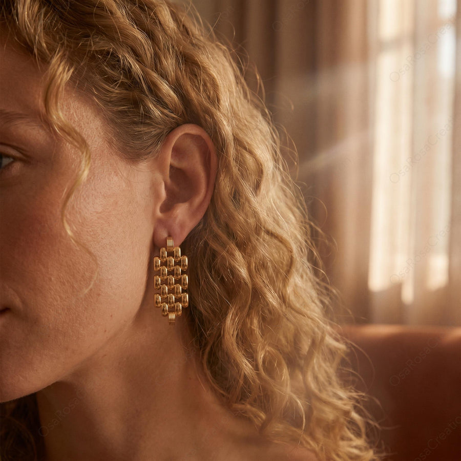 Woven Gold Drop Earrings