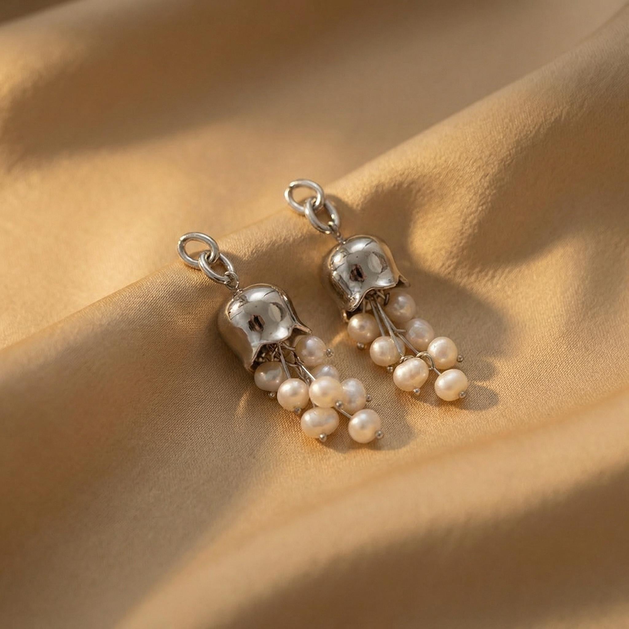 Pearl Lily of the Valley Drop Earrings – Floral Tassel Dangles