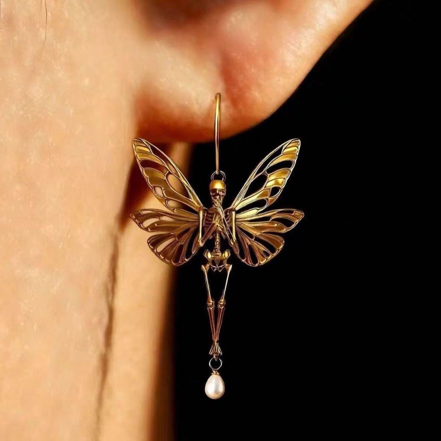 Butterfly Bone Pearl Earrings