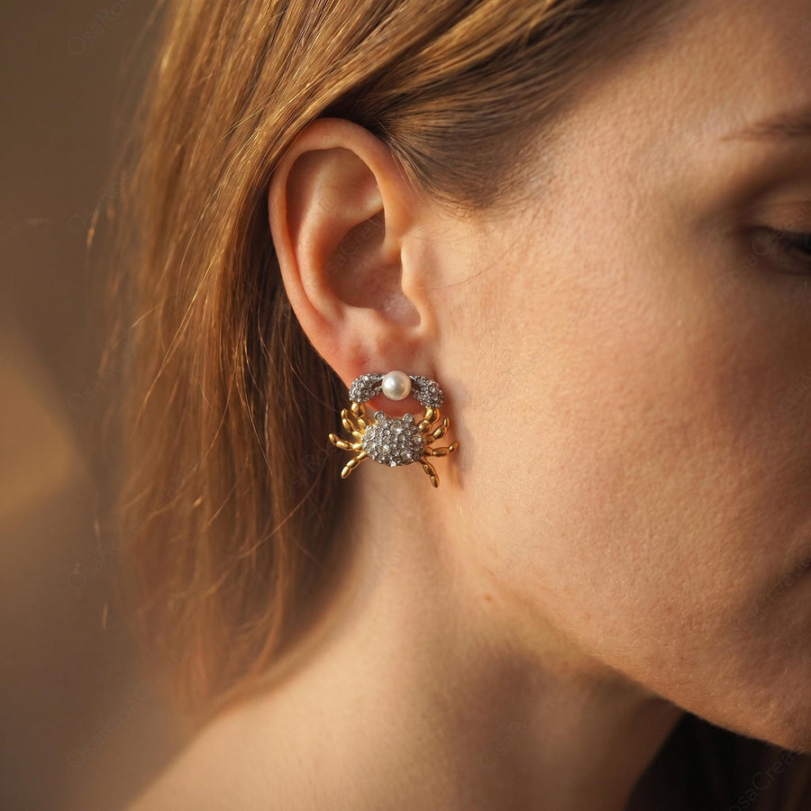 Pearl Crab Earrings