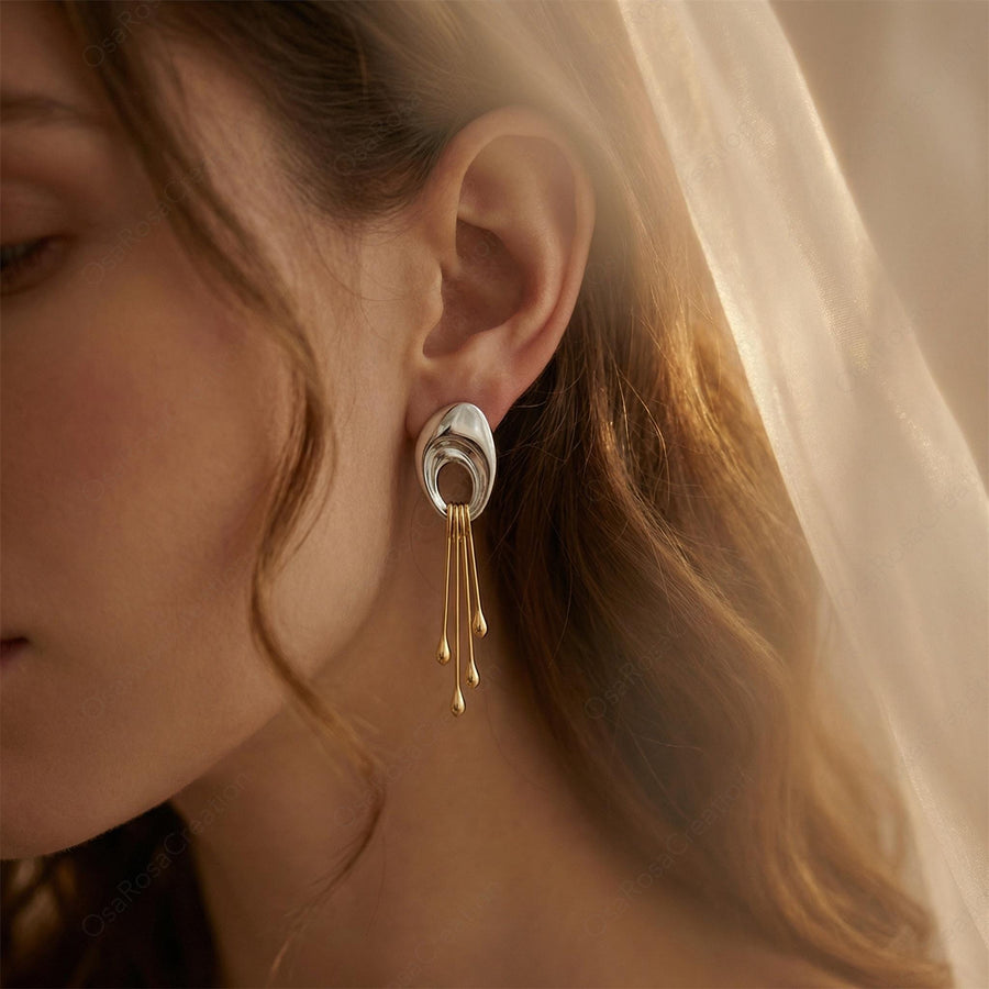 Two-Tone Molten Earrings
