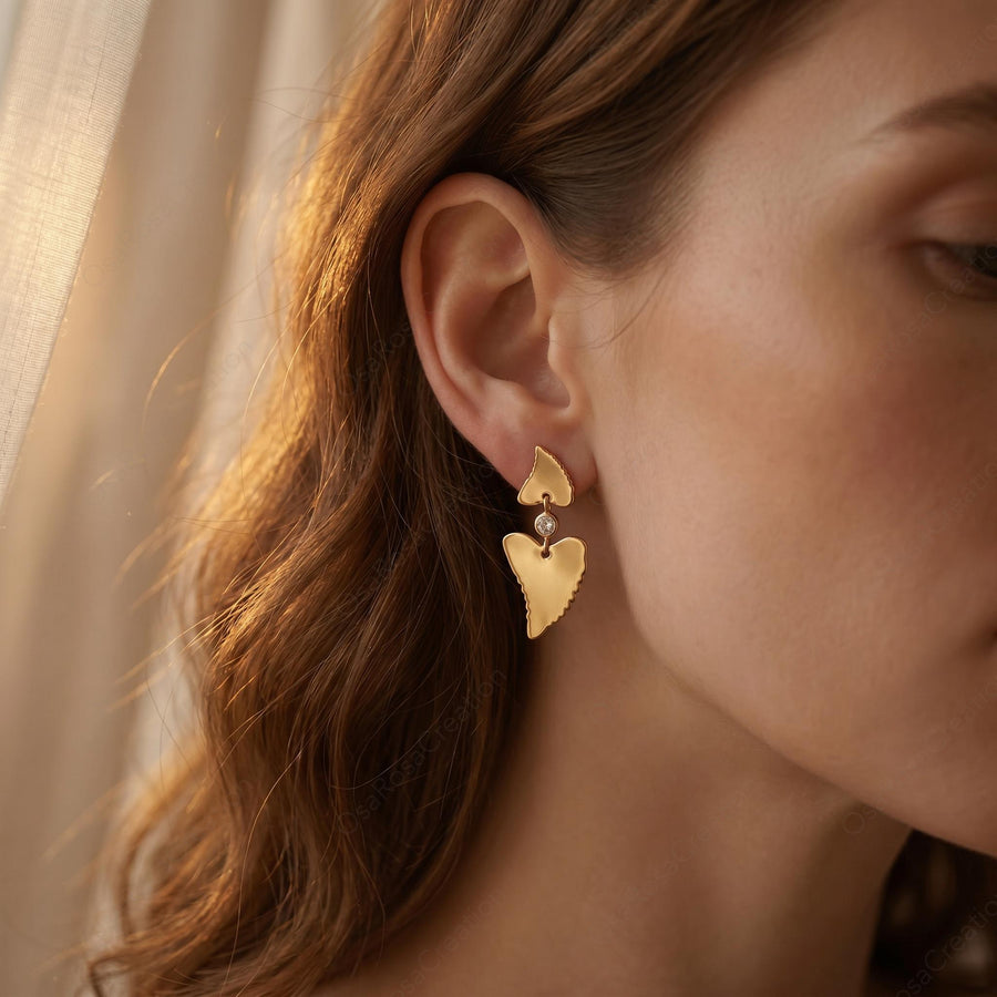 Organic Heart Drop Earrings