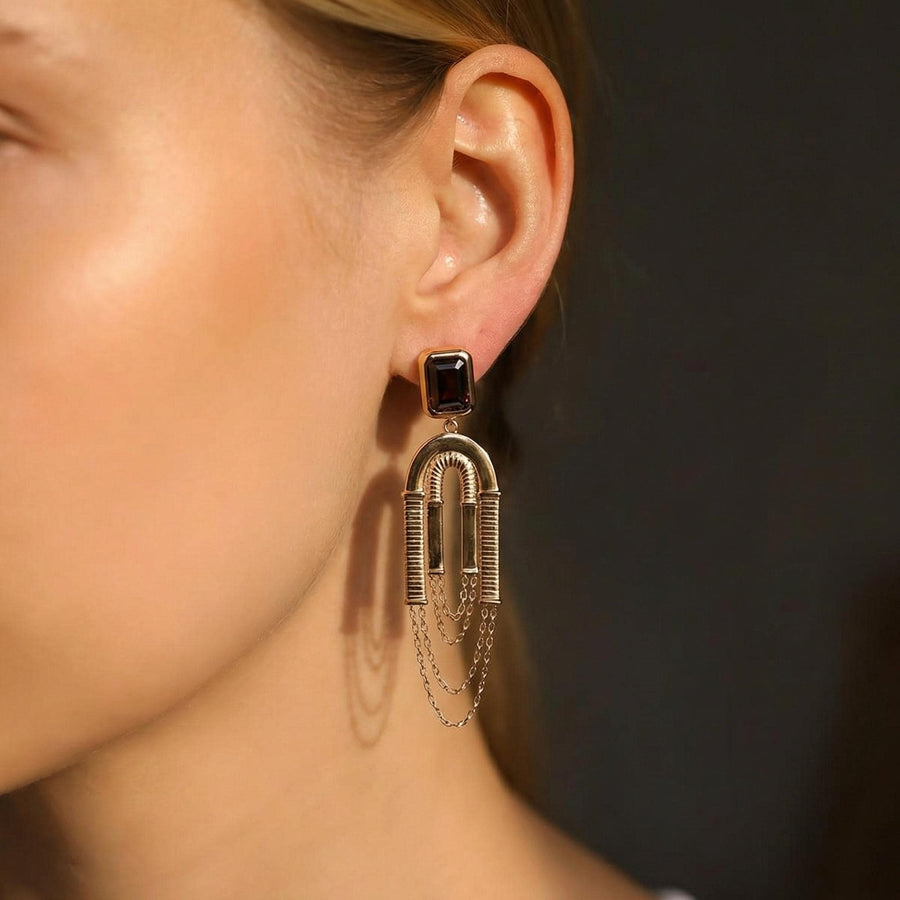 Smoky Arch Tassel Earrings