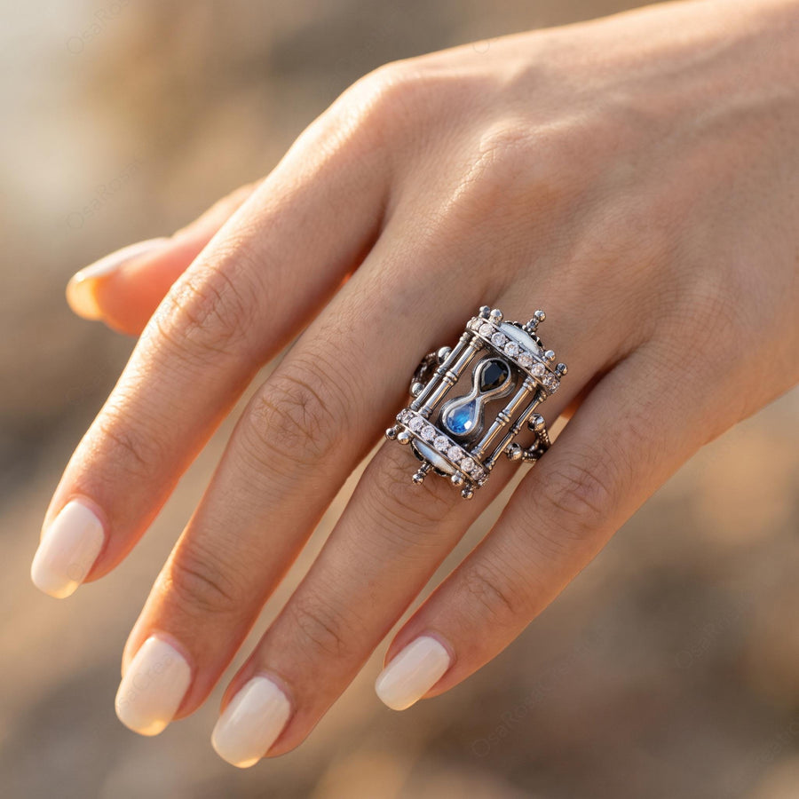 Oxidized Hourglass Ring