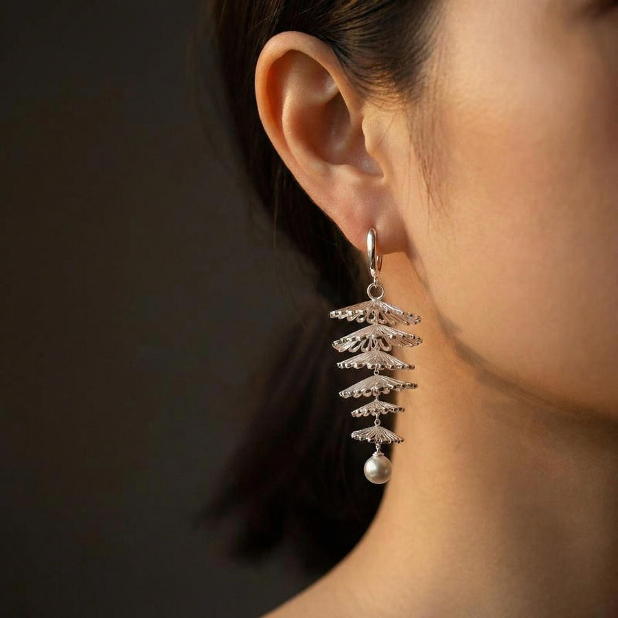 Ginkgo Pearl Fringe Earrings
