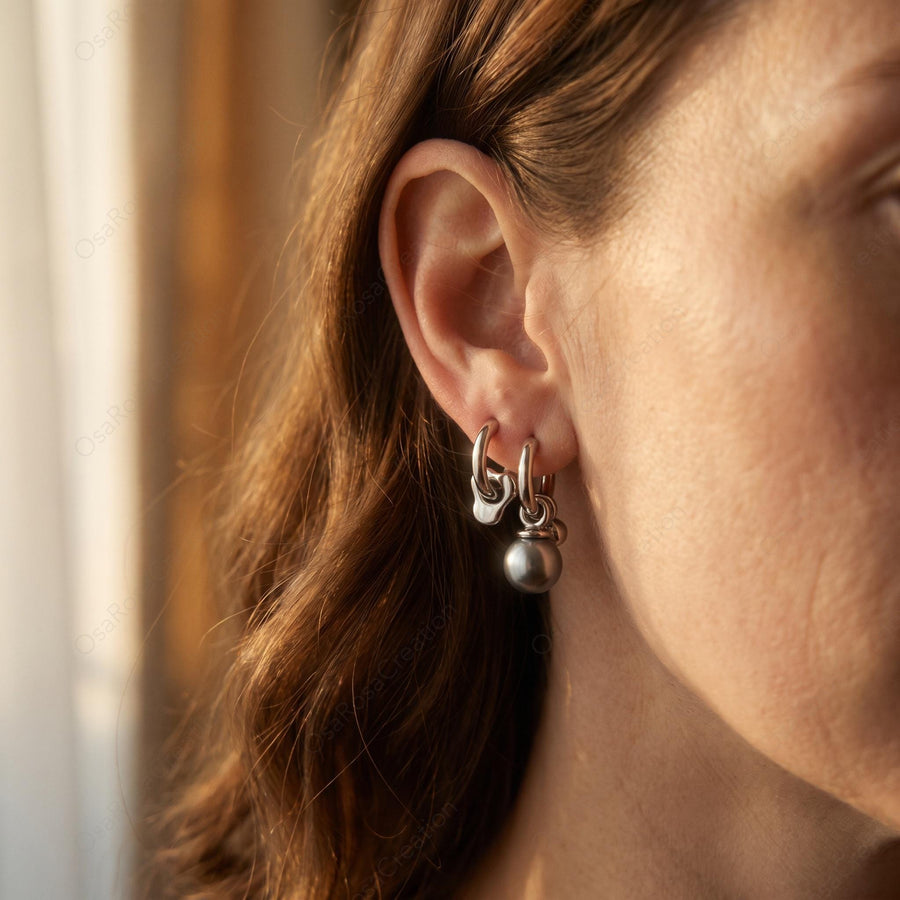 Liquid Pearl Hoop Earrings