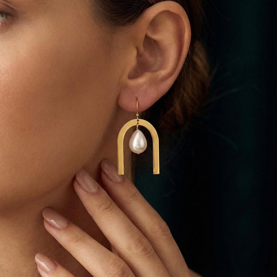 Temple Arch Pearl Earrings