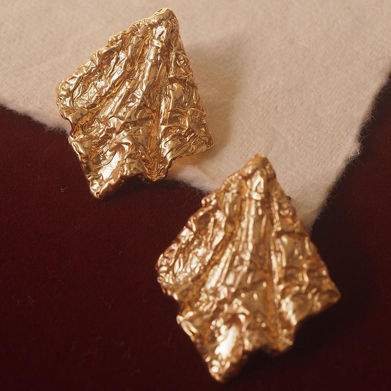 Crumpled Gold Studs