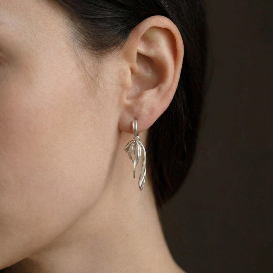 Silver Ribbon Drop Earrings