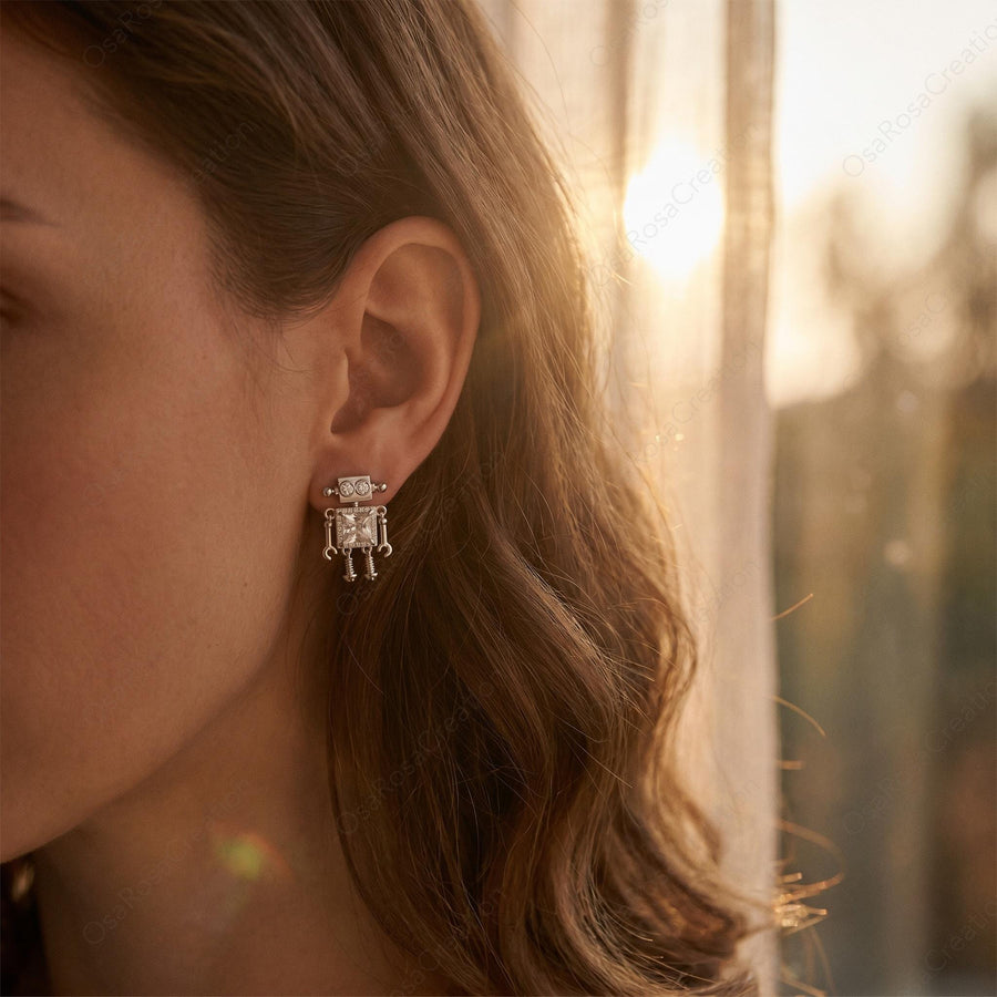 Robot Crystal Earrings