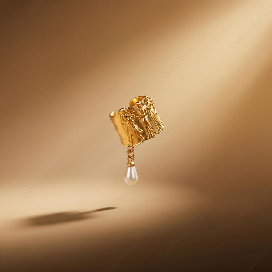 Embossed Pearl Drop Earrings
