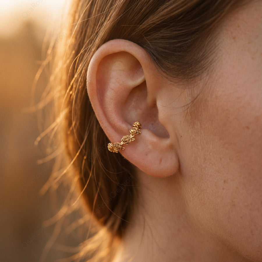 Sculpted Rose Ear Cuff