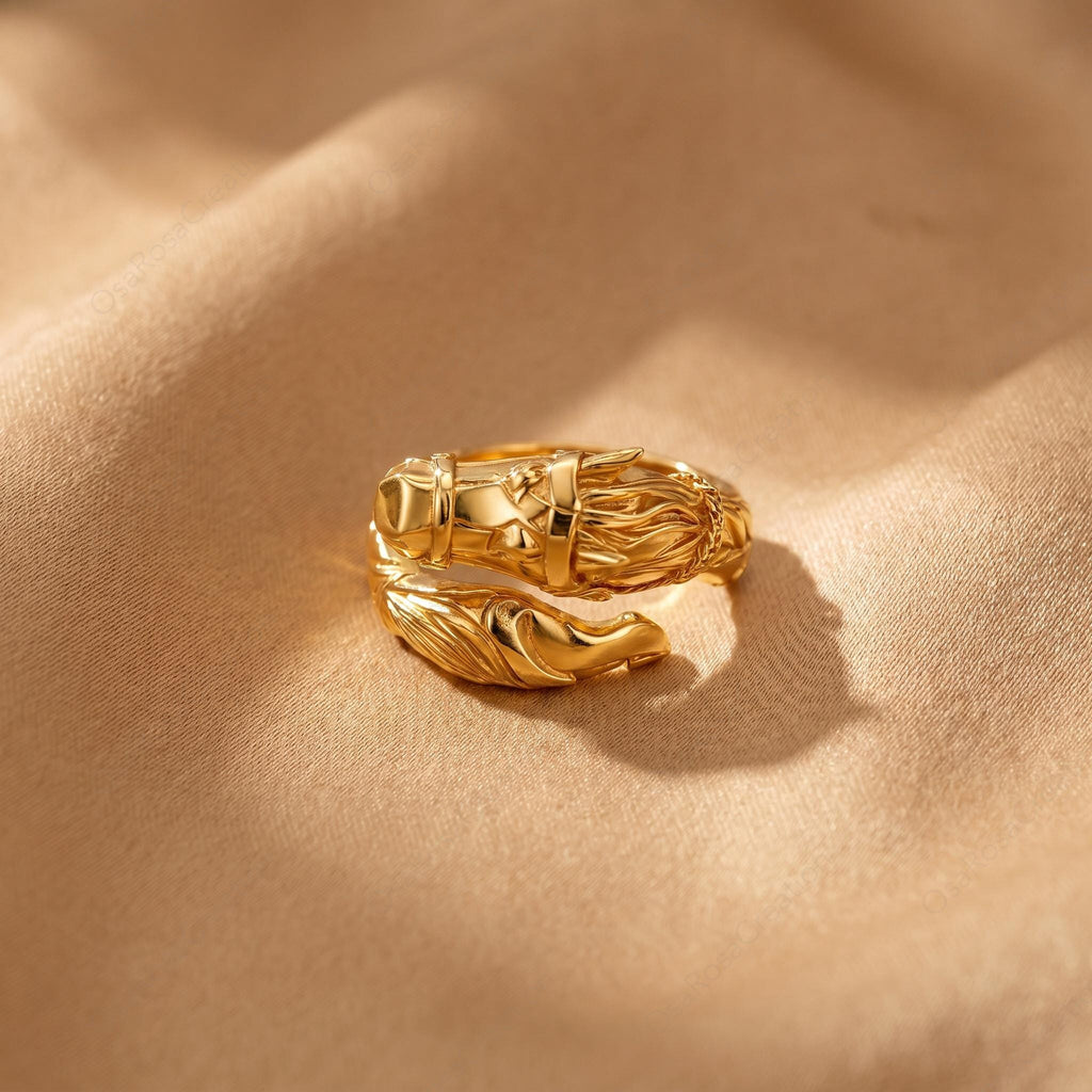 Sculptural Gold Horse Wrap Ring, Equestrian Animal Jewelry, Vintage Style Statement Piece