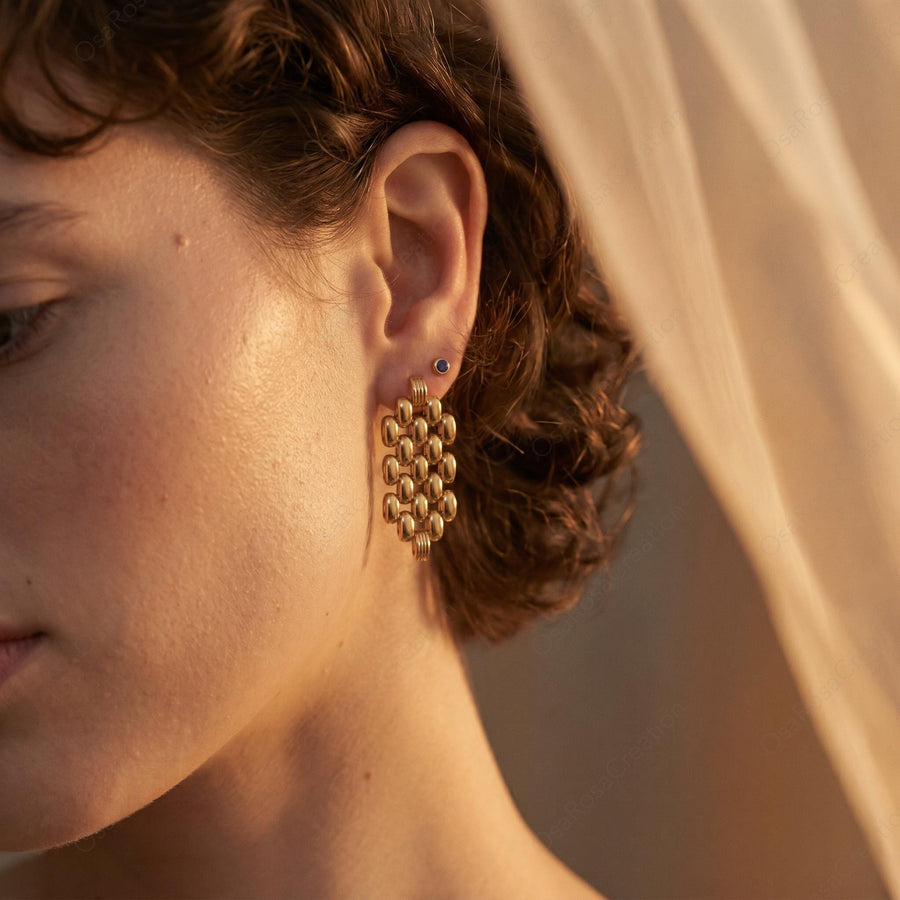 Woven Gold Drop Earrings