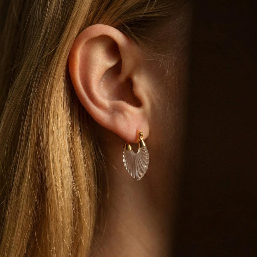 Frosted Shell Hoop Earrings