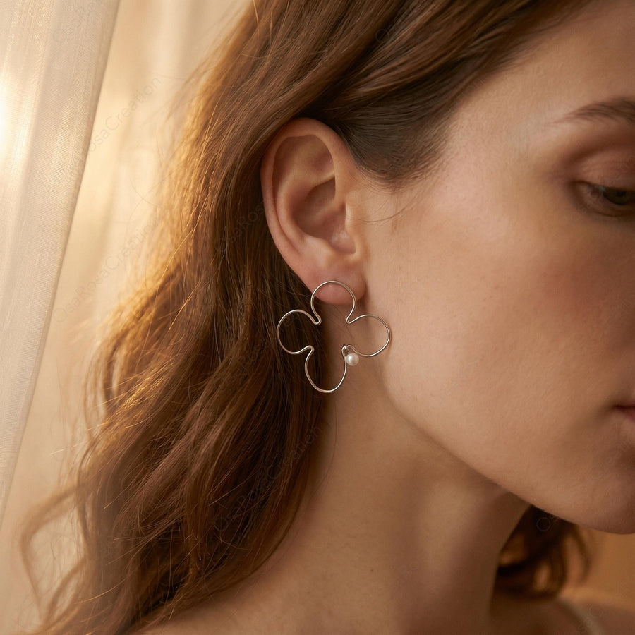 Abstract Wire Flower Earrings