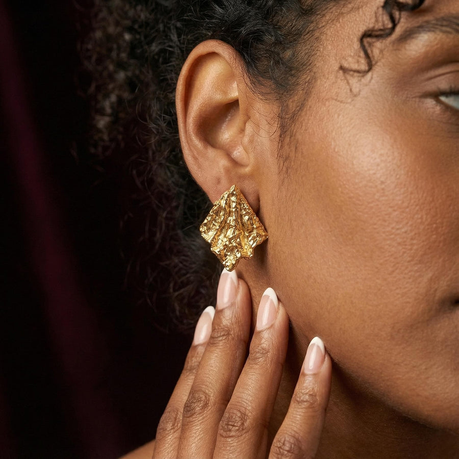 Crumpled Gold Studs
