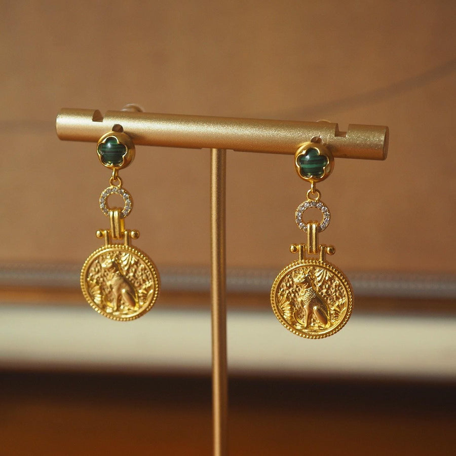 Green Medallion Earrings
