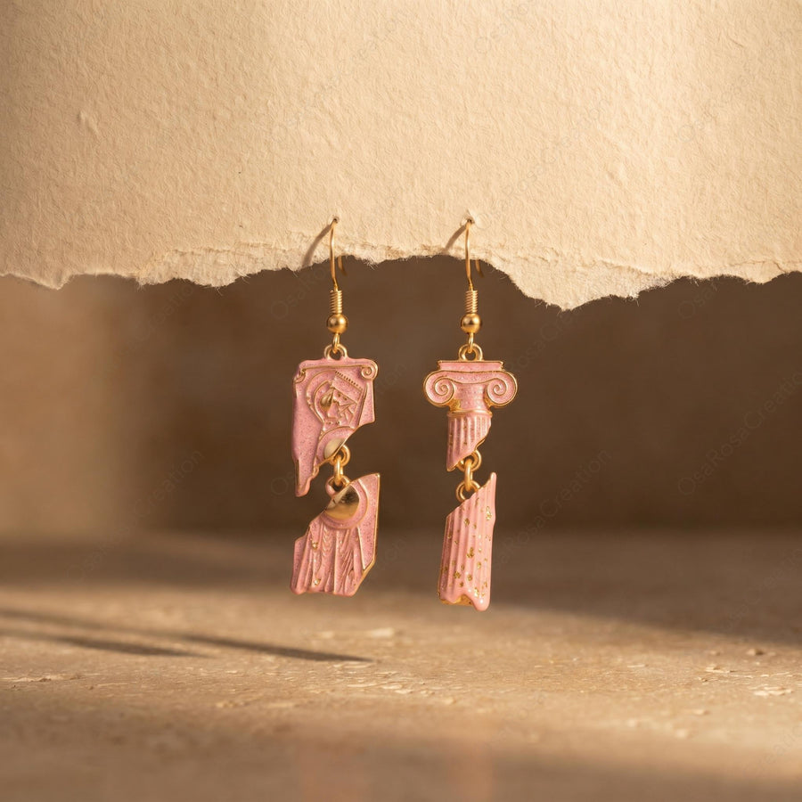Broken Pink Column Earrings