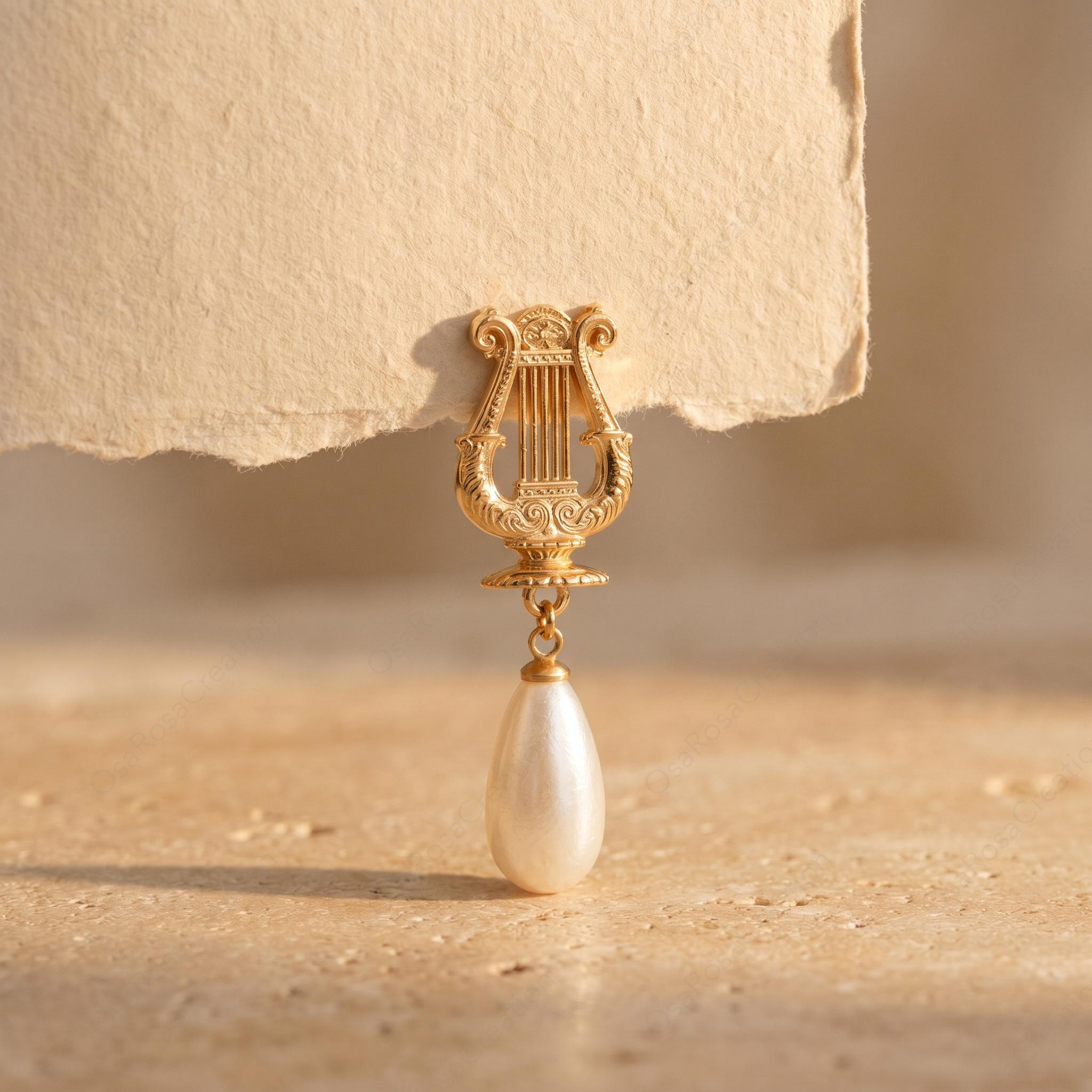 Ancient Greek Aegean Tears Earrings |Greek Goddess Earrings｜Mythology Inspired Earrings｜ Pearl Drop Vintage Jewelry｜Christmas gift