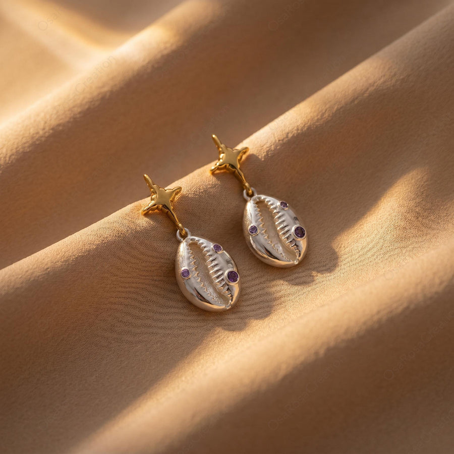 Star Cowrie Shell Earrings