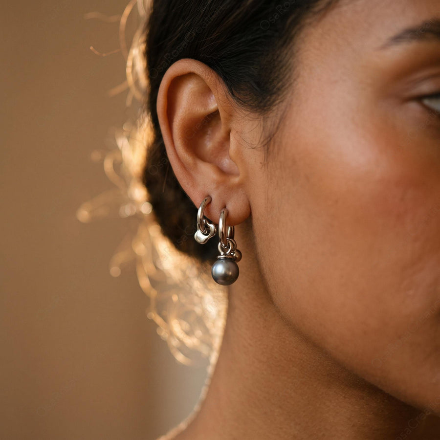 Liquid Pearl Hoop Earrings