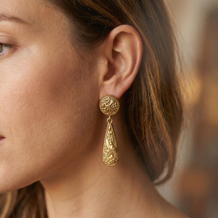 Victorian Botanical Teardrop Earrings