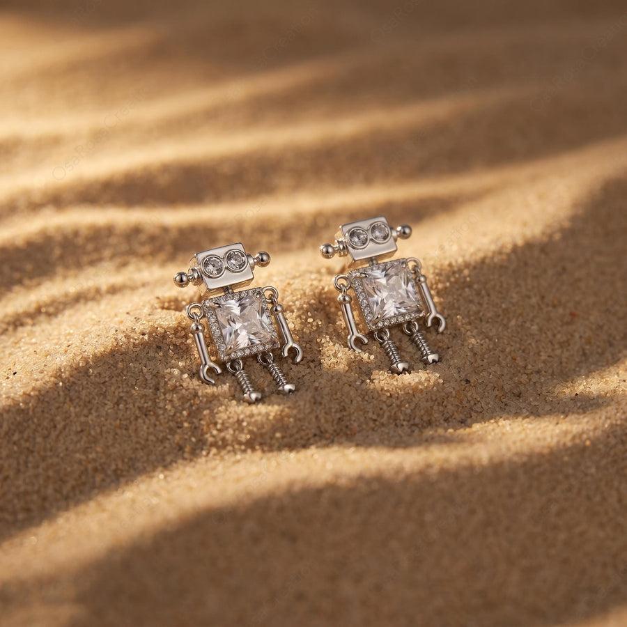 Robot Crystal Earrings