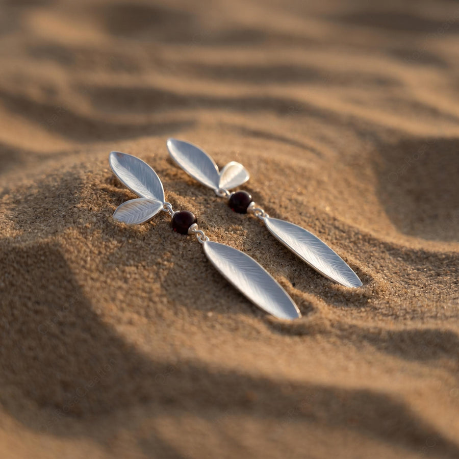 Silver Leaf Drop Earrings