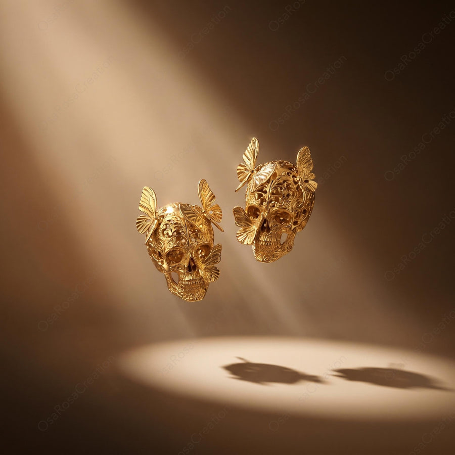 Skull Butterfly Studs