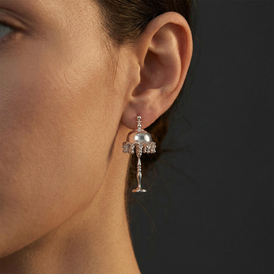 Silver Lamp Tassel Earrings
