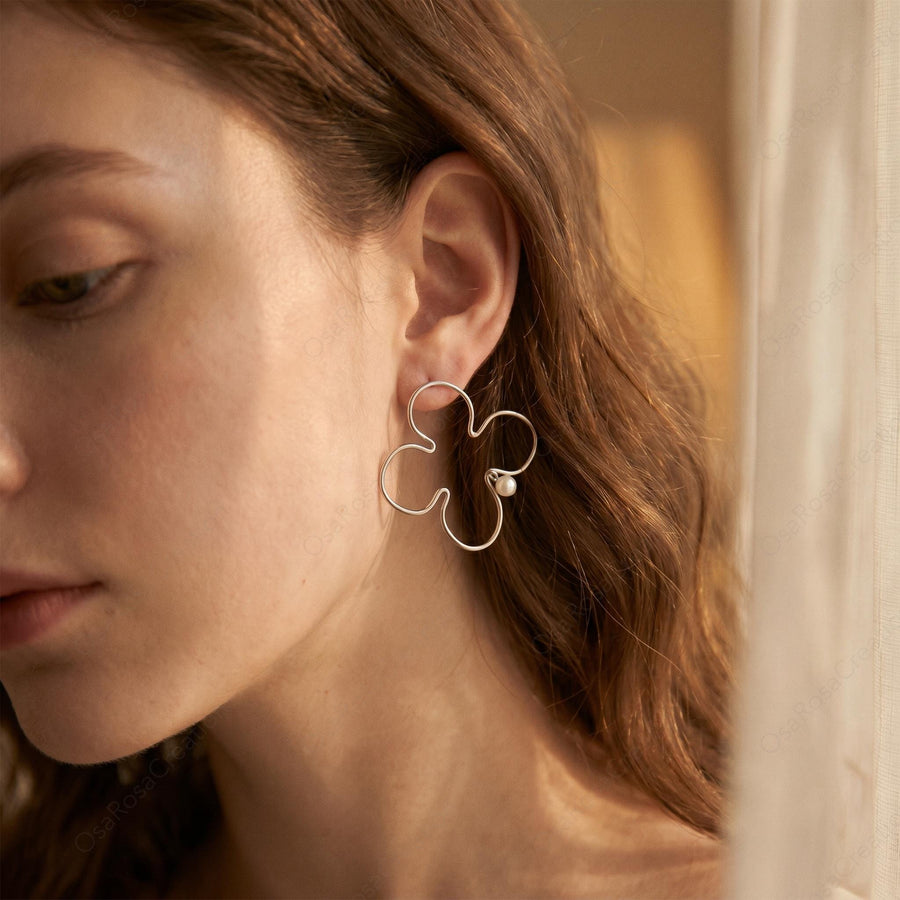 Abstract Wire Flower Earrings