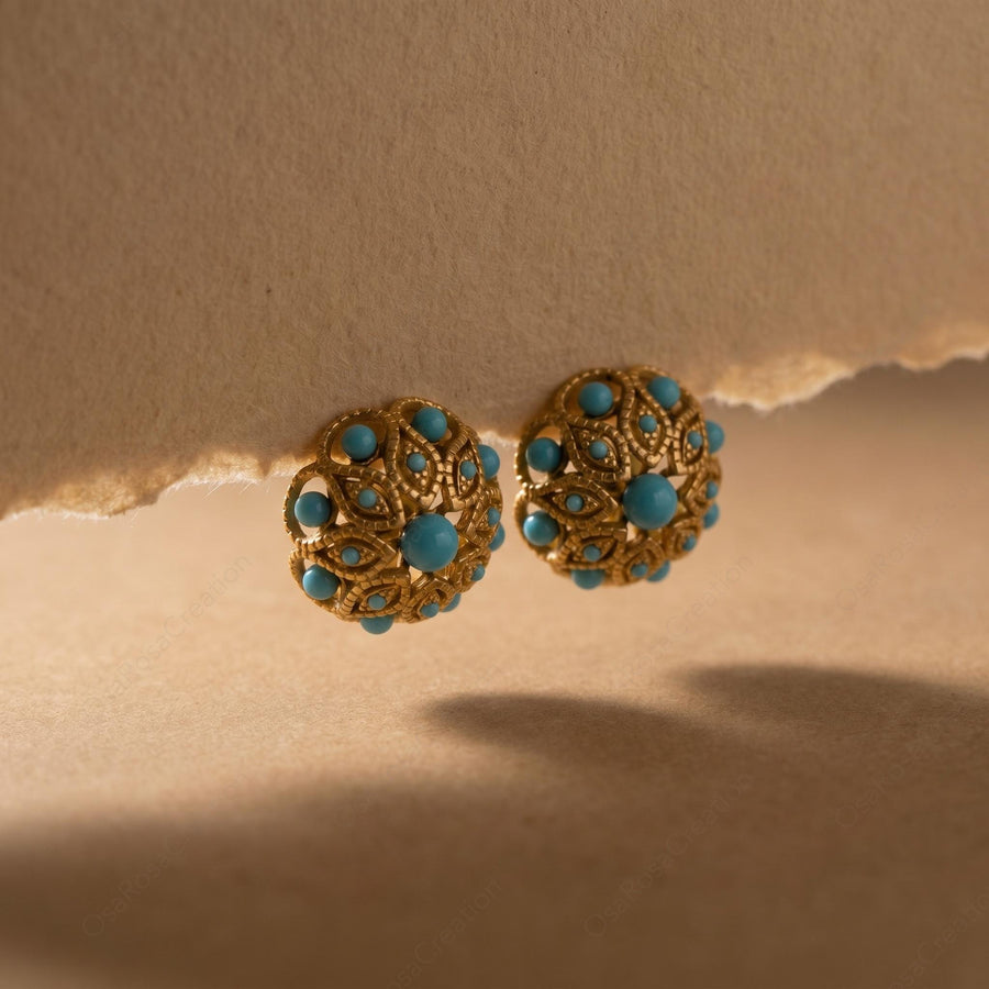 Mediterranean Blue Filigree Studs