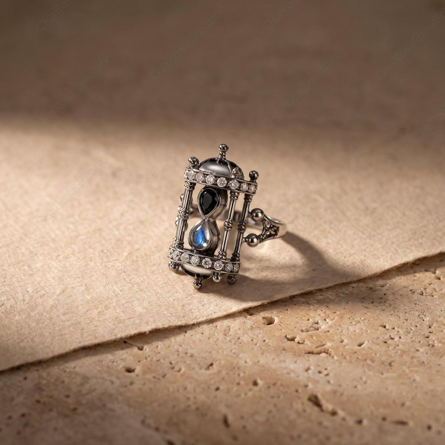 Oxidized Hourglass Ring