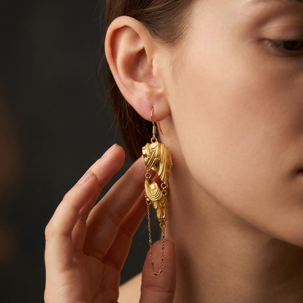 Buddha Dangle Earrings, Gold Plated Brass Statement Earrings, 925 Sterling Silver Hooks, Sacred Wisdom Talisman, Unique Art Jewelry
