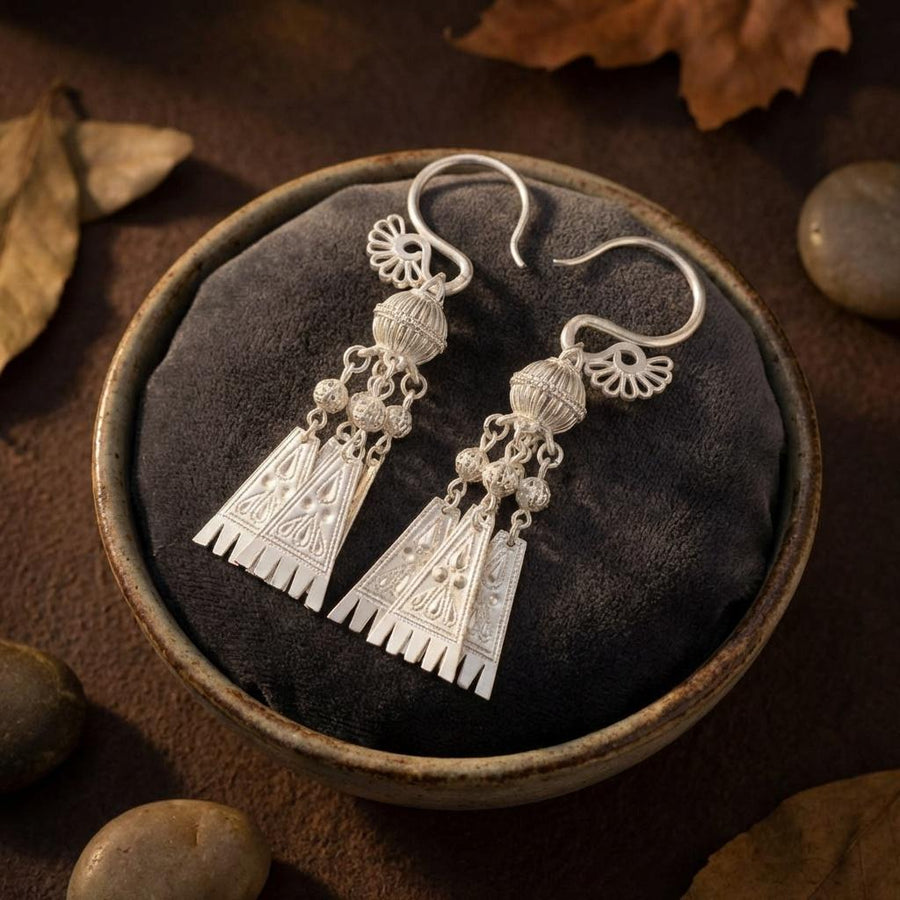 Bohemian Silver Tassel Earrings