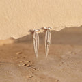 Sculptural Silver Leaf Drop Earrings, Botanical Nature Inspired Dangle Jewelry