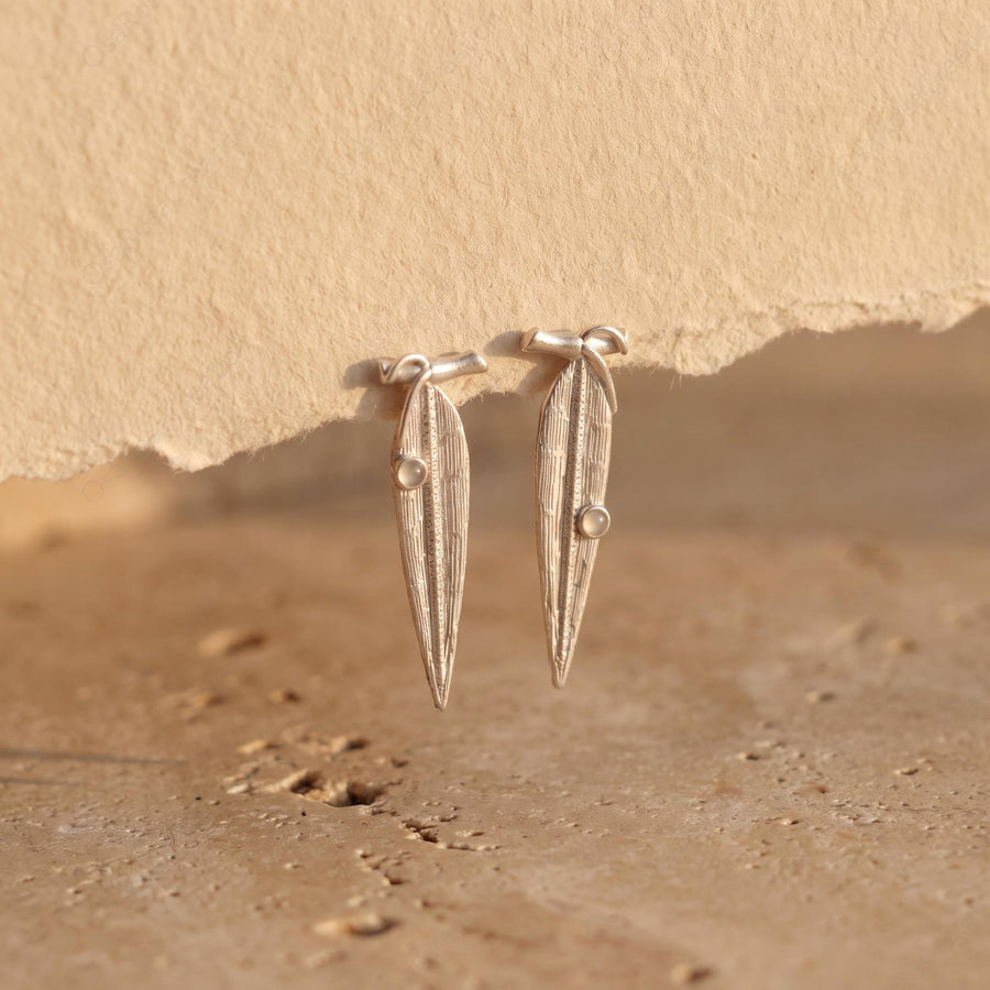 Silver Botanical Leaf Earrings