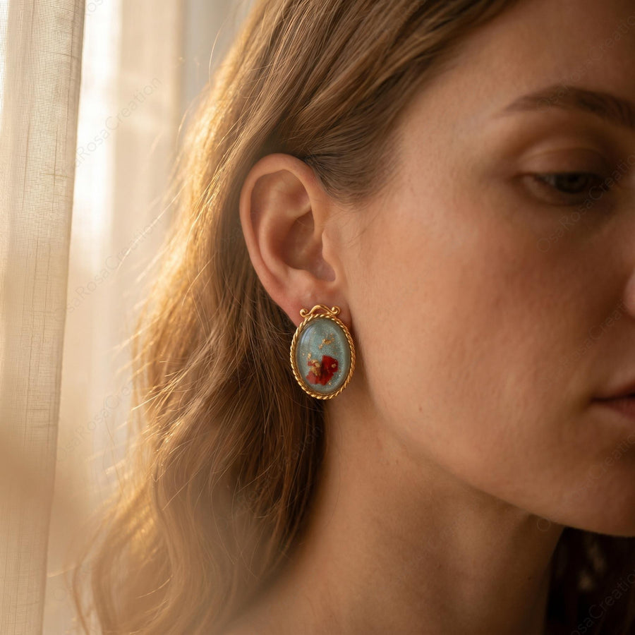 Red Botanical Resin Studs