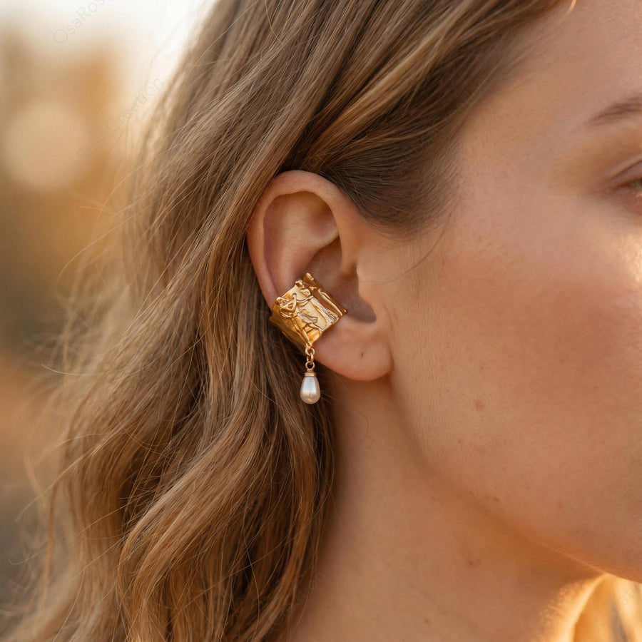 Embossed Pearl Drop Earrings