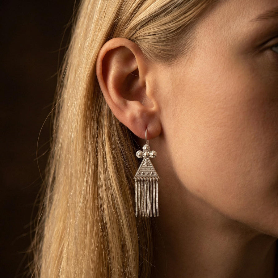 Granulated Filigree Tassel Earrings