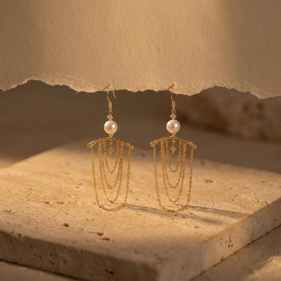Celestial Pearl Star Earrings