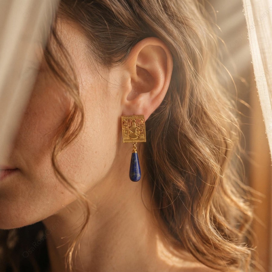 Isis Blue Teardrop Earrings