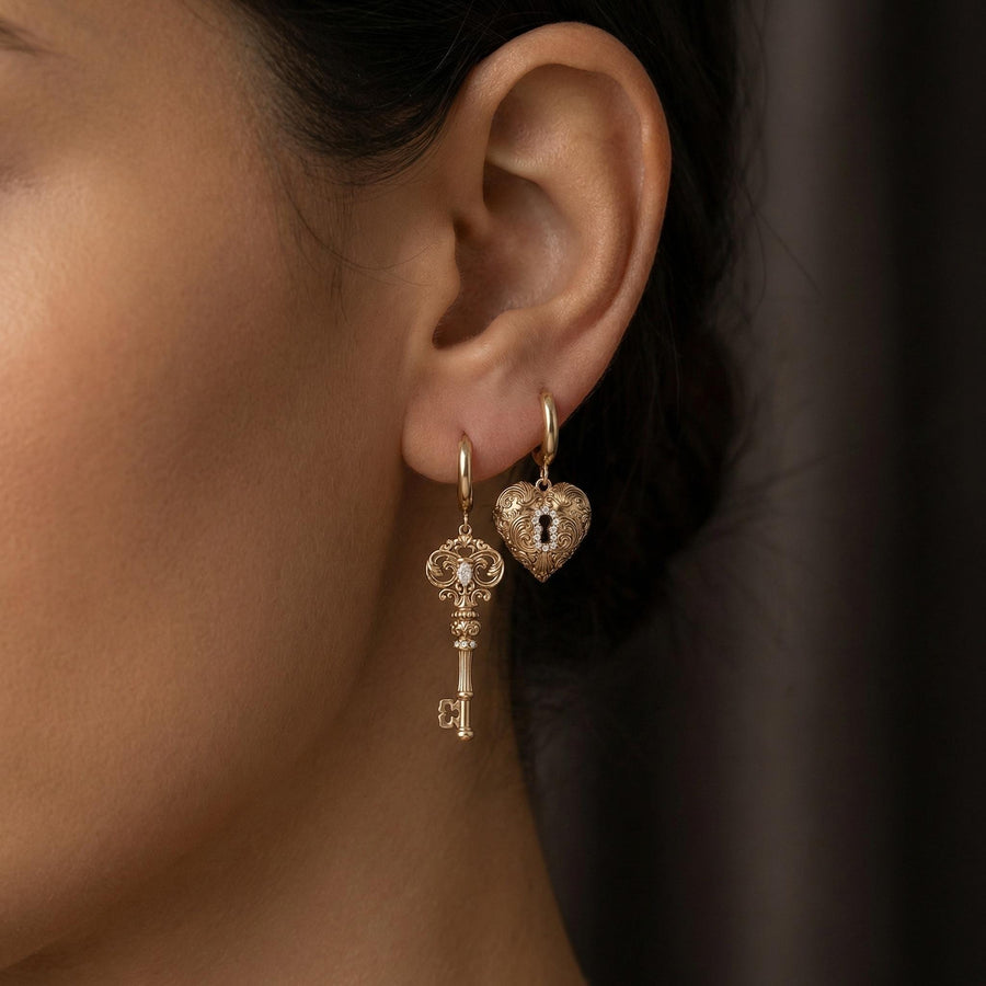 Heart Lock & Key Earrings