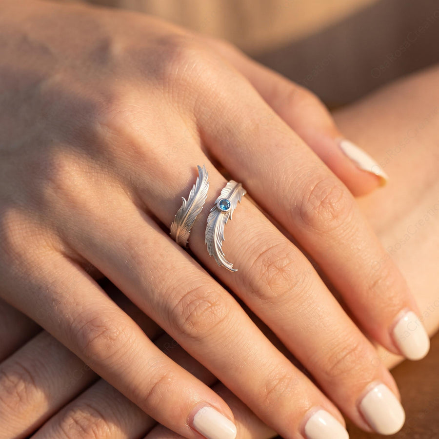 Blue Stone Feather Ring