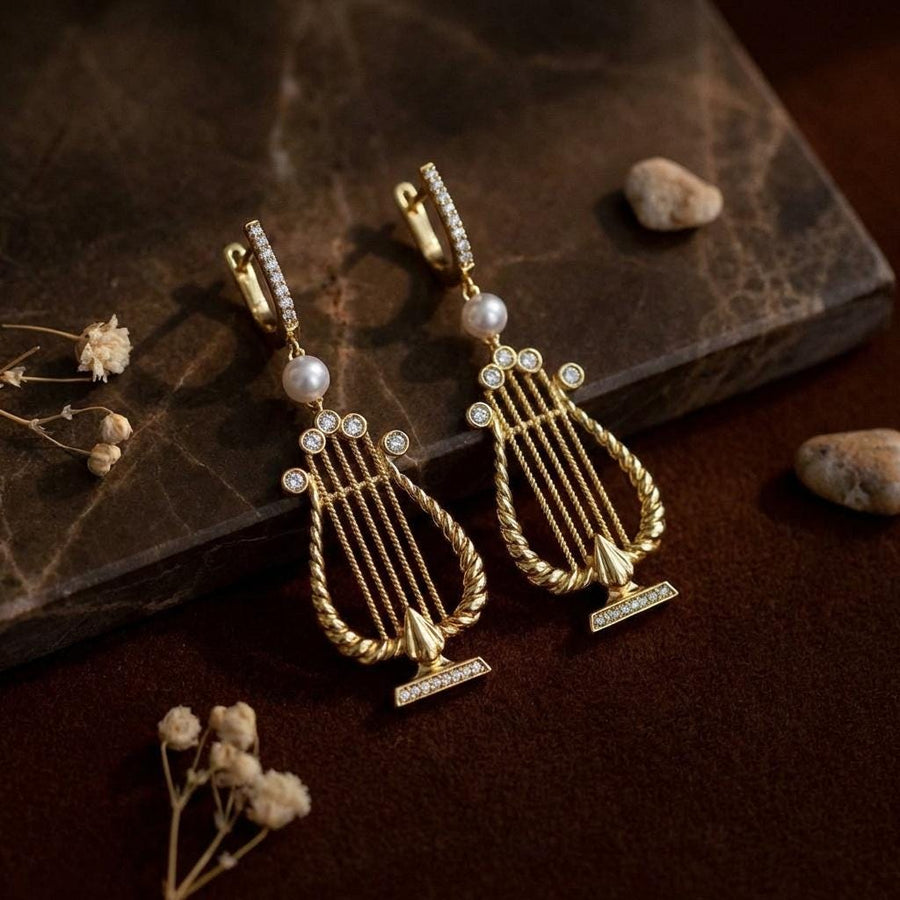 Pearl Lyre Earrings
