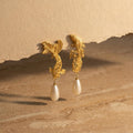 Pisces Zodiac Earrings | Gold Fish Dangle with Pearl